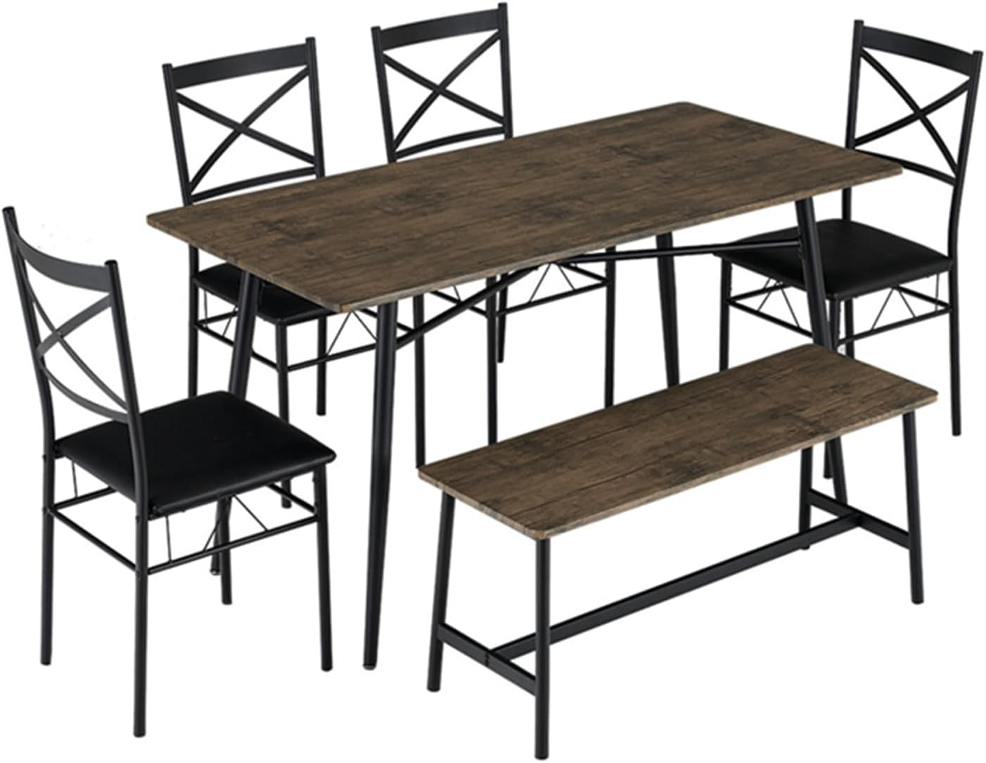 VINGLI 55" Modern Dining Table Set for 6,6 Pieces Kitchen Table with