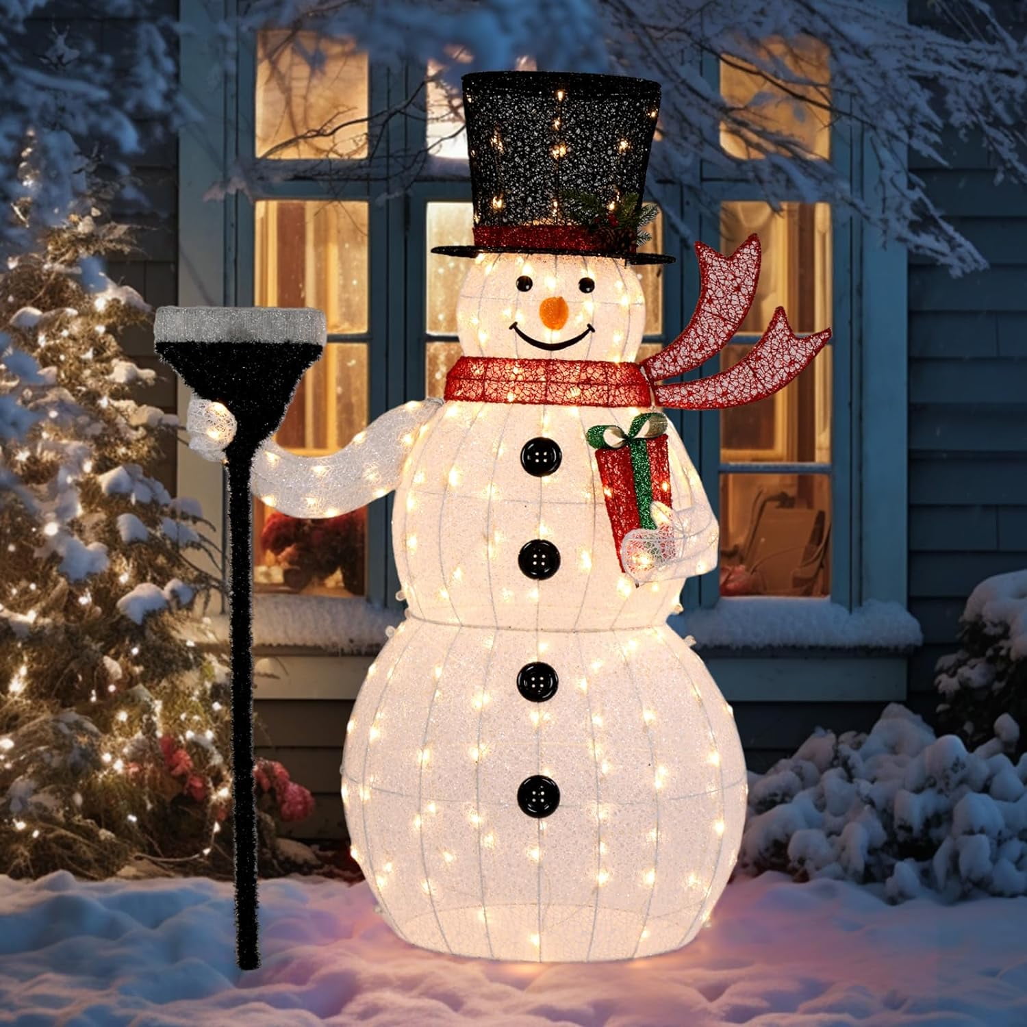 VINGLI 5FT Pre-lit Snowman Christmas Ornament with 200 LEDs for Indoor ...