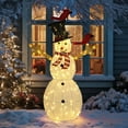 thumbnail image 1 of VINGLI 5ft Lighted Christmas Snowman Outdoor Decorations, with Mesh Cloth and Red Birds, Pre-lit 120 LED Lights Snowman Christmas Ornament Indoor Home Yard Decor, 1 of 7