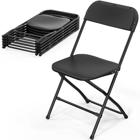 JOYMOR 6 Pack Black Plastic Folding Chair, Indoor Outdoor Stackable Seat