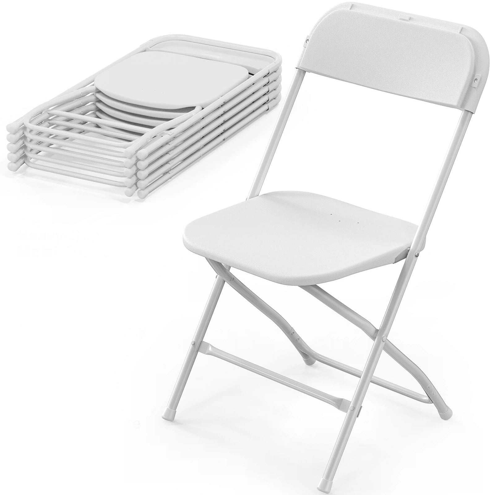 JOYMOR 6 Pack White Plastic Folding Chair, Indoor Outdoor Stackable Seat
