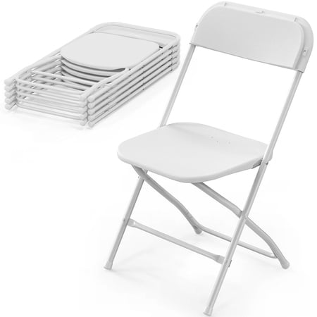 JOYMOR 6 Pack White Plastic Folding Chair, Indoor Outdoor Stackable Seat