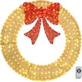 thumbnail image 1 of VINGLI 60 Inch Pre-lit Large Christmas Wreath, Outdoor Christmas Wreath with 400 LED Lights for Garage, Gold Christmas Wreath Decorations with Red Bow, Timer Remote Control, Plug-in, Gold, 1 of 7