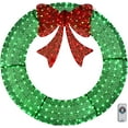 thumbnail image 1 of VINGLI 60 Inch Pre-lit Large Christmas Wreath, Outdoor Christmas Wreath with 400 LED Lights for Garage, Windows, Christmas Door Wreath Decorations with Red Bow, Timer Remote Control, Plug-in, Green, 1 of 7