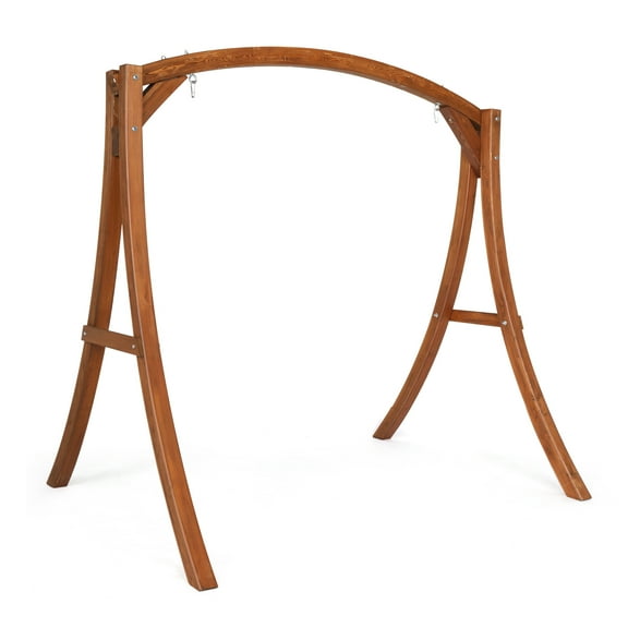 VINGLI 660 lbs Patio Wooden Porch Swing Stand 80 x 56 x 73 in, Pine Wood Brown