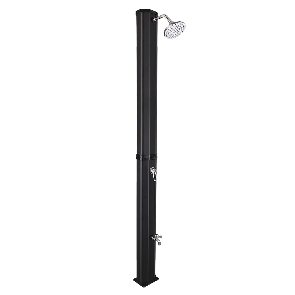 VINGLI 7.2Ft 9.3 Gallon Solar Heated Shower,2-Section with Shower Head and Foot Shower Tap for Outdoor Backyard Poolside Beach Pool Spa, Black