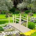 thumbnail image 1 of VINGLI 7.5 ft Garden Bridge, Arch Walkway Wooden Bridge with Safety Rails Natural Finished, Decorative Landscaping Footbridge for Koi Pond, Dry Creek Bed, Garden Pathway or Japanese Zen Decor, 1 of 9