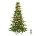 thumbnail image 1 of VINGLI 7.5ft Aspen Artificial Christmas Tree with Multicolor LED Lights, Pre-Lit Design, 1458 Realistic PE PVC Tips, Sturdy Metal Stand for Indoor and Outdoor Holiday Decoration, 1 of 7