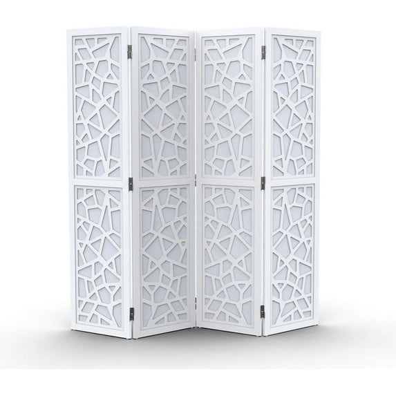 VINGLI 70'' H Room Divider, Non-Woven Fabric Privacy Screen, Indoor Partition Wall Dividers, Freestanding Hinged Space Separator with Modern Unique Pattern