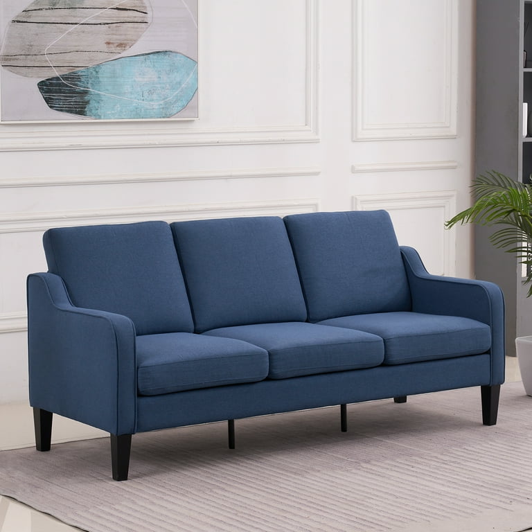 Small blue leather sofa deals