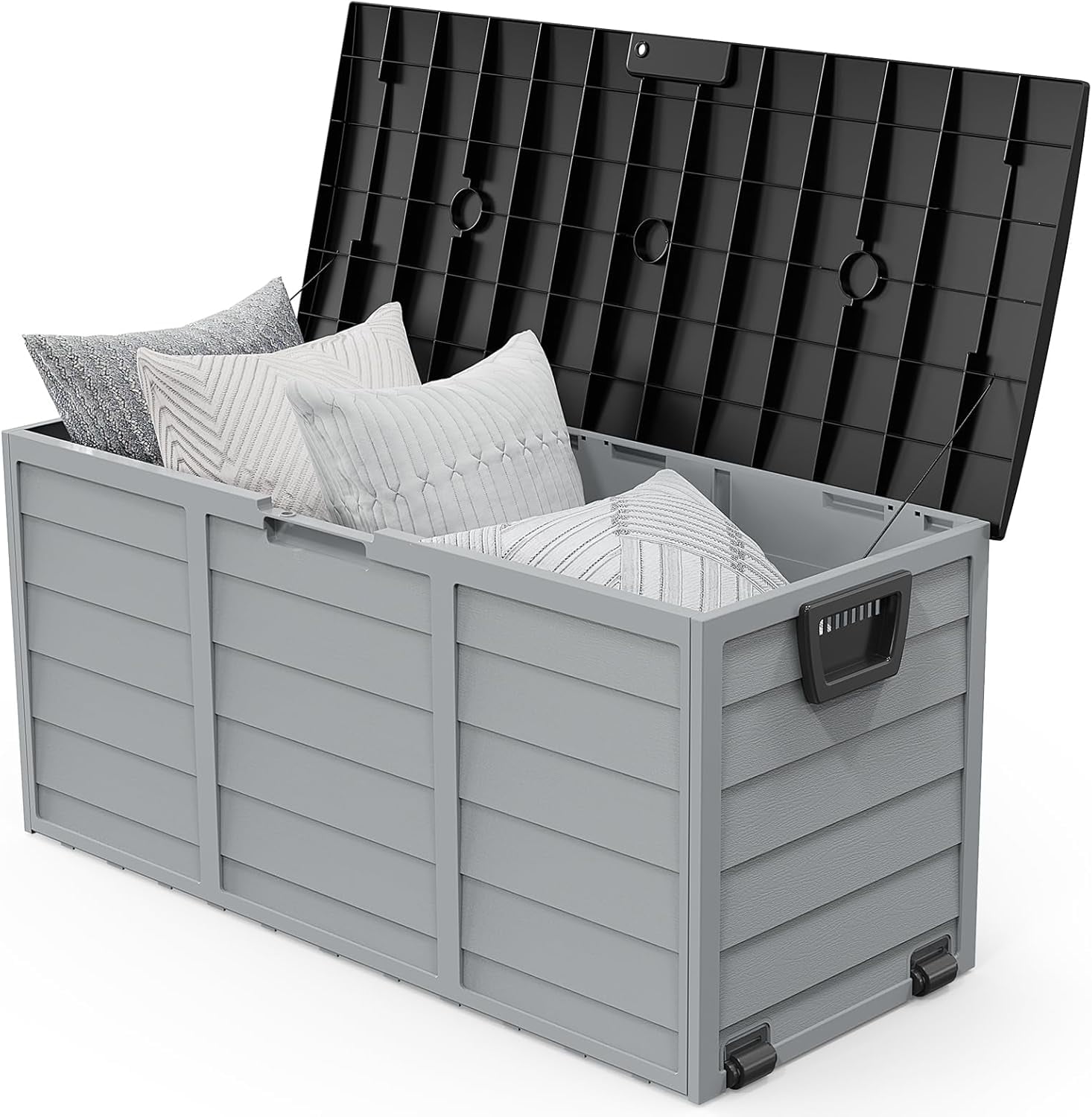 VINGLI 75 Gallon Outdoor Storage Box, Lockable Plastic Storage ...