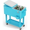 thumbnail image 1 of VINGLI 80 Quart Rolling Cart on Wheels, Portable Bar Drink Cooler, Beverage for Patio Pool Party, Ice Chest with Shelf,Bottle Opener,Water Pipe, 1 of 15
