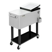 VINGLI 80 qt Steel Ice Chest Cooler Cart, Wear Resistant