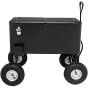 VINGLI 80qt. Wagon Rolling Cooler Ice Chest w/Long Handle and 10" Wheels, Patio Cooler, Outdoor Park Cart on Wheels