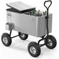 thumbnail image 1 of VINGLI 80qt. Wagon Rolling Cooler Ice Chest w/Long Handle and 10" Wheels, Patio Cooler, Outdoor Park Cart on Wheels, 1 of 7