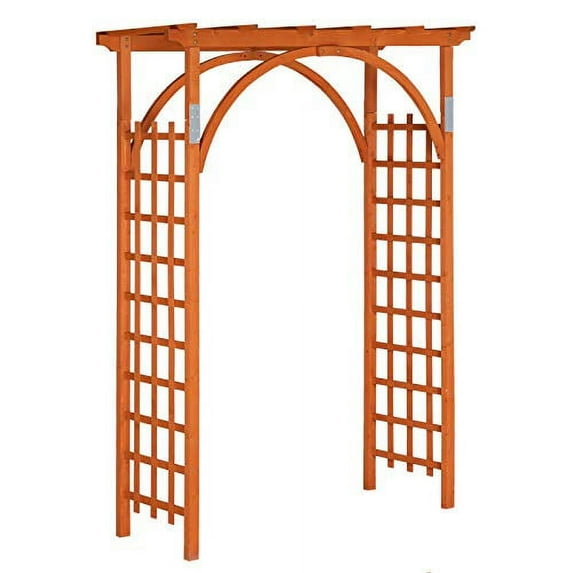 VINGLI 85in Wooden Garden Arbor, Wedding Arch for Ceremony Plant Climbing, Pergola for Garden Backyard, Lawn (Teak)