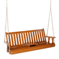thumbnail image 1 of VINGLI 880 lbs 5 ft Patio Wooden Porch Swing with Cup Holder for Outdoors, Brown, 1 of 8