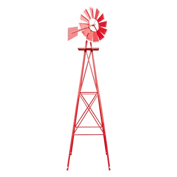 VINGLI 8FT Windmill Garden Decoration Outdoor Weather Vane-Red