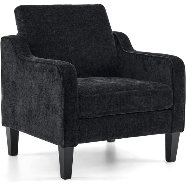 VINGLI Mid-Century Chenille Accent Chair, Black