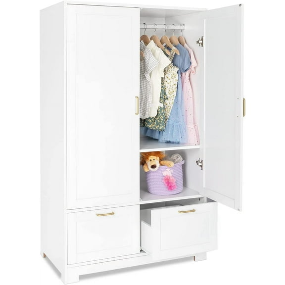 VINGLI Armoire Wardrobe Closet with Doors and Drawers, Wardrobe Cabinet, Armoire with Drawers