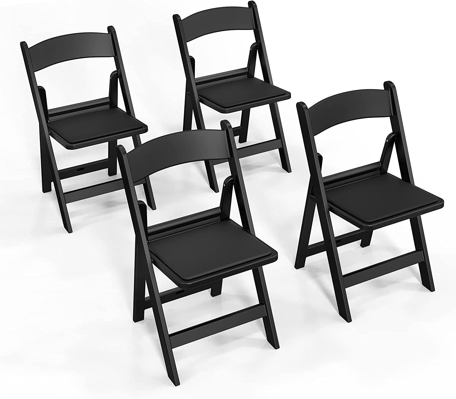 VINGLI Black Resin Plastic Folding Chair with Padding Seat Weigh