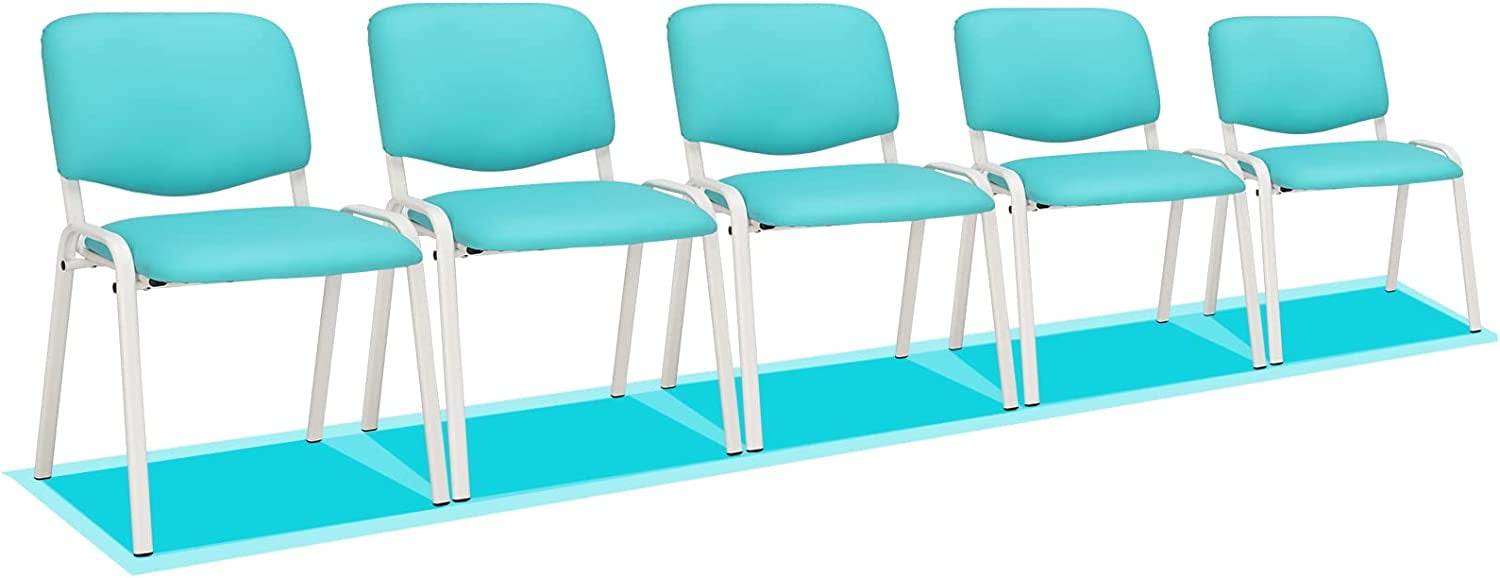 VINGLI Blue Waiting Room Chairs, 5Pack PU Church Chairs Conference