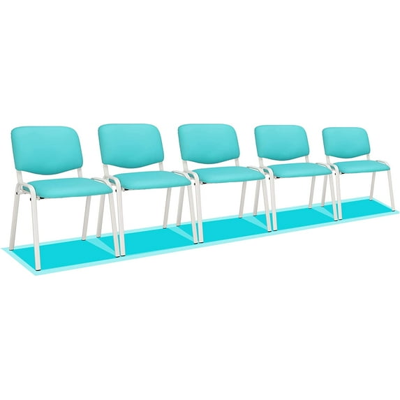 VINGLI Blue Waiting Room Chairs, 5-Pack PU Church Chairs Conference Room Chairs Stackable Chairs, Office Guest Chairs & Reception Chairs Stacking Chairs for Meeting, Office Lobby, Simple&Space-Saving