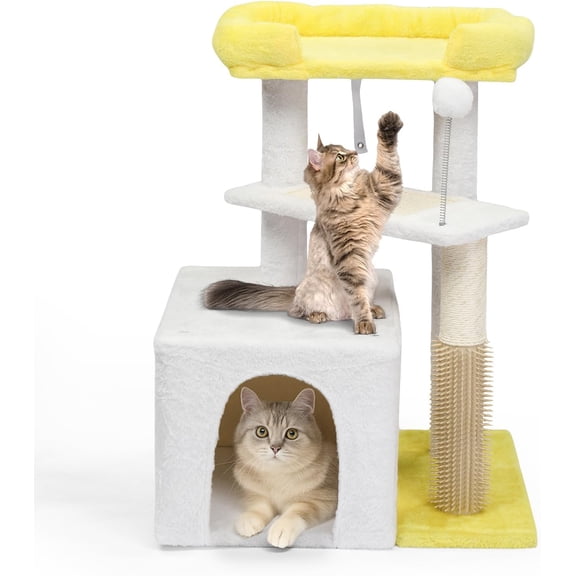 VINGLI Cat Tree, 27 inch Small Cat Tower with Scratching Post and Pad, Cat Condo for Indoor Kittens Padded Top Bed, Cats Indoor Activity Center