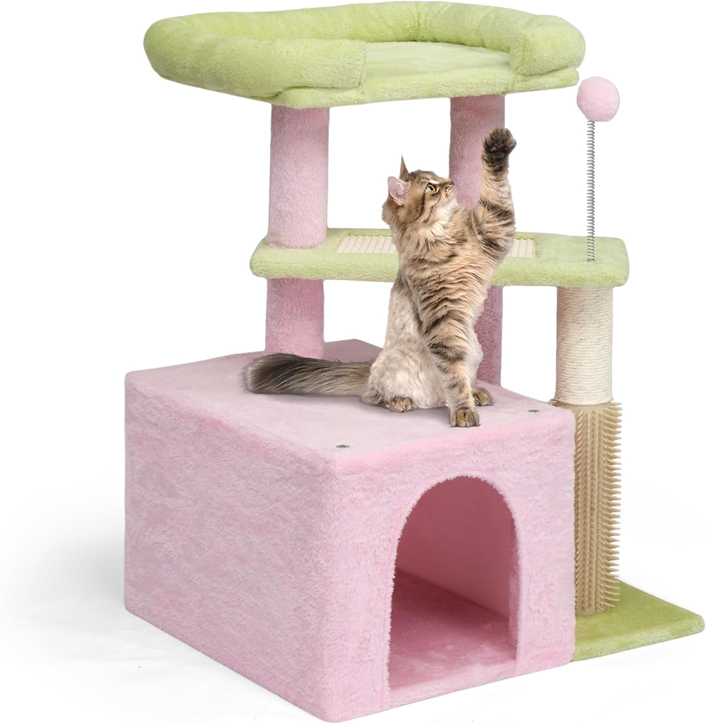 VINGLI Cat Tree, 27 inch Small Cat Tower with Scratching Post and Pad, Cat Condo for Indoor Kittens Padded Top Bed, Cats Indoor Activity Center