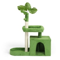 VINGLI Cat Tree, Cat Tower with Leaves, Cat Condo for Indoor Kittens, Cats Activity Center with Cozy Hammock, Sisal Scratching Posts, Green (48 inch)