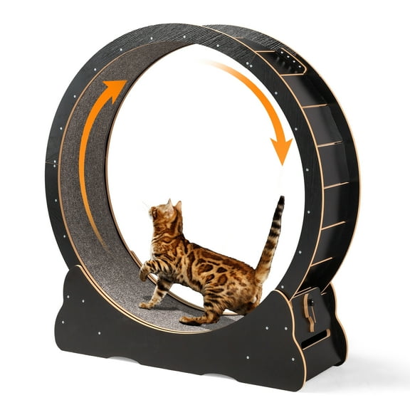 VINGLI Cat Wheel, Large Exercise Wheel for Indoor Cats, Silent Cat Running Wheel with Safety Lock, Black (39.4 inch)