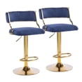 thumbnail image 1 of VINGLI Counter Height Bar Stools Set of 2, Modern Velvet Adjustable Swivel Barstools w/Hollow Backs, Metal Legs for Kitchen Island, Armless Hydraulic Kitchen Counter Bar Stool, Blue, 1 of 7