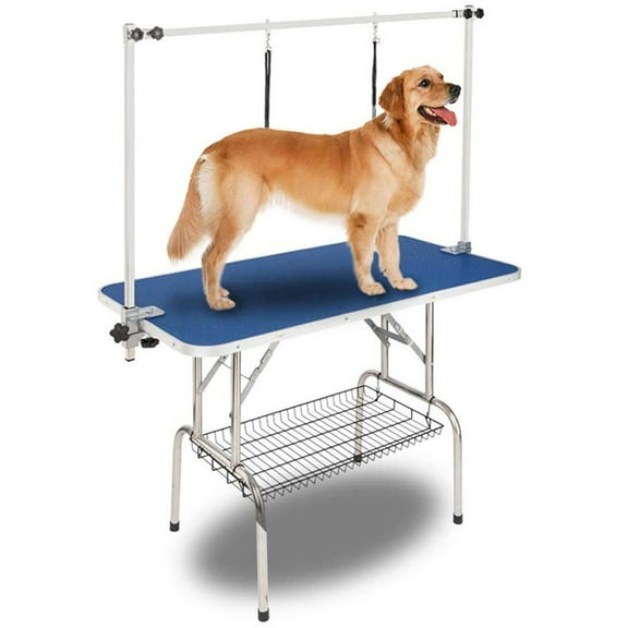 VINGLI Dog Grooming Table, Portable Trimming Table Drying Table w/Arm/Noose/Mesh Tray for Dog Cat (32in)