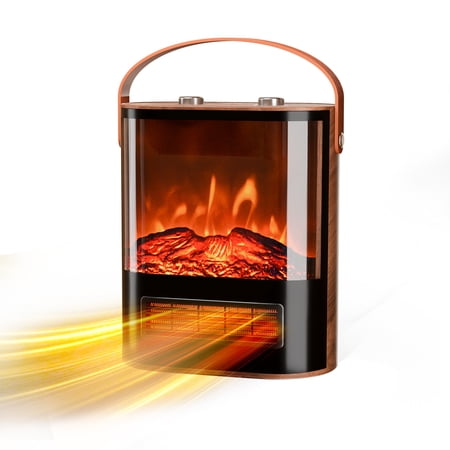 VINGLI Electric Fireplace Heater for Indoor Use, 1500W Portable Fake Fireplace with 3D Realistic Flame, Adjustable Temperature, Overheat Protection & 4 Modes for Home Living Room Bedroom Office