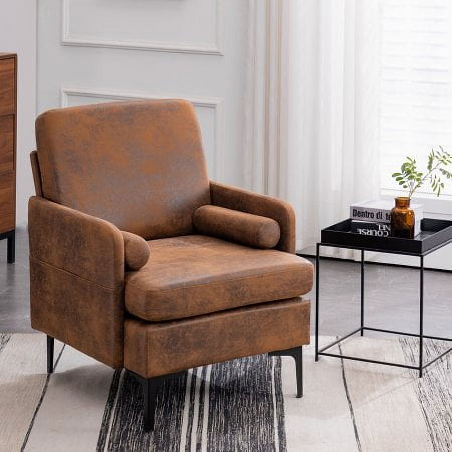 VINGLI Extra Wide Deep Accent Chair Grey Mid Century Chair