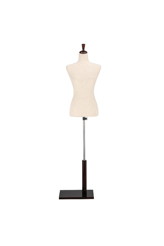 Female Dress Form, Mannequin Torso Body with Adjustable Wood Stand for Display Clothes (White, 6-8)