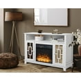 thumbnail image 1 of VINGLI Fireplace TV Stand for 55 inch TV, White Entertainment Center Media Console with Mirror Doors, 1 of 9