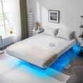 thumbnail image 1 of VINGLI Floating Bed Frame King with USB Charging Station/LED Lights, 14'' Platform Bed Frame King Size Heavy Duty Metal Bed, No Box Spring Needed,Black, 1 of 18