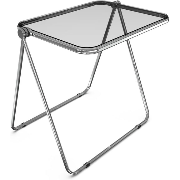 VINGLI Folding Acrylic Table Small TV Tray for Snack Dinner on Couch, Tiny Foldable Desk Writing Desk for Home Office for Small Spaces