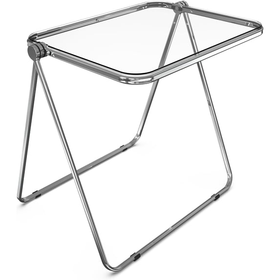 VINGLI Folding Acrylic Table Small TV Tray for Snack Dinner on Couch, Tiny Foldable Desk Writing Desk for Home Office for Small Spaces