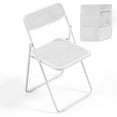 thumbnail image 1 of BONNLO Folding Chair Modern Iron Frame Accent with Woven Texture Pane White,12pack, 1 of 10