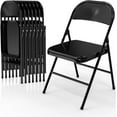 thumbnail image 1 of VINGLI Folding Chairs All Steel Metal Frame, Capacity 350 lbs, Durable Portable and Versatile for Indoor Outdoor Use, Black, Set of 8, 1 of 9