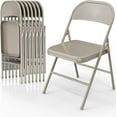 thumbnail image 1 of VINGLI Folding Chairs All Steel Metal Frame, Capacity 350 lbs, Durable Portable and Versatile for Indoor Outdoor Use, Khaki, Set of 8, 1 of 15