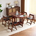 thumbnail image 1 of VINGLI Folding Dining Table Extendable Drop Leaf Foldable Table 5 Piece with 4 Chairs 2 Drawers and Wheels for Kitchen Space Saving，Natural, 1 of 20