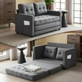 thumbnail image 1 of VINGLI Gray Futon Sofa Bed, 53.5" Wide, Solid Wood Frame, Thick Upholstery, 1 of 9