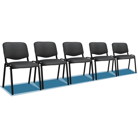VINGLI Grey Waiting Room Chairs, 5-Pack PU Church Chairs Conference Room Chairs Stackable Chairs, Office Guest Chairs & Reception Chairs Stacking Chairs for Meeting, Office Lobby, Simple&Space-Saving