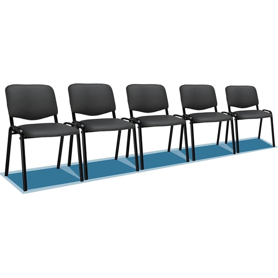 VINGLI Grey Waiting Room Chairs, 5-Pack PU Church Chairs Conference Room Chairs Stackable Chairs, Office Guest Chairs & Reception Chairs Stacking Chairs for Meeting, Office Lobby, Simple&Space-Saving