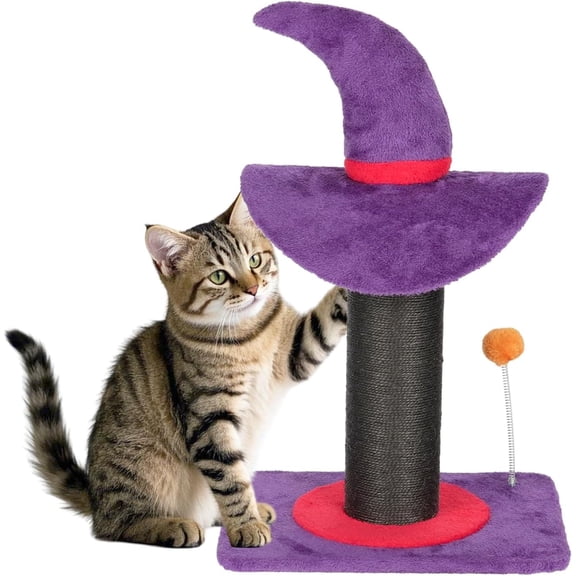 VINGLI Halloween Cat Toy & Scratch Post, Halloween-Themed Cat Climbing Tree with Cat Condo, Spooky Cat Tower in Multiple Sizes