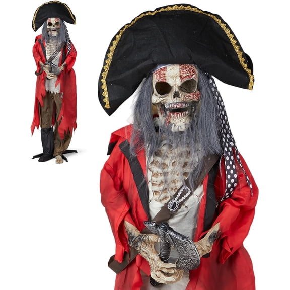 VINGLI 6.3FT Halloween Decor Animatronics Outdoor Decorations with Voice Control for Indoor Party Prop, Outdoor Lawn Patio Yard Decor House Garden, Pirate