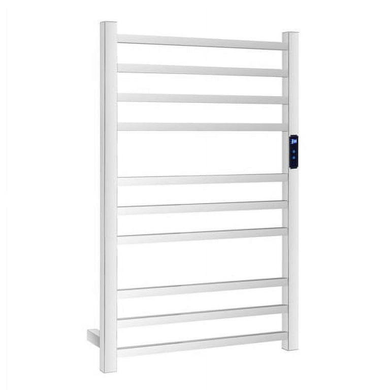  GLYYR Towel Warmer, Electric Heated Towel Rack, 304 Stainless  Steel 7 Bars Energy Efficient Electric Drying Rack Wall Mounted Bath Towel  Heater, Clothes Airer Dryer, 82 * 60 * 12cm,White,Plug in 